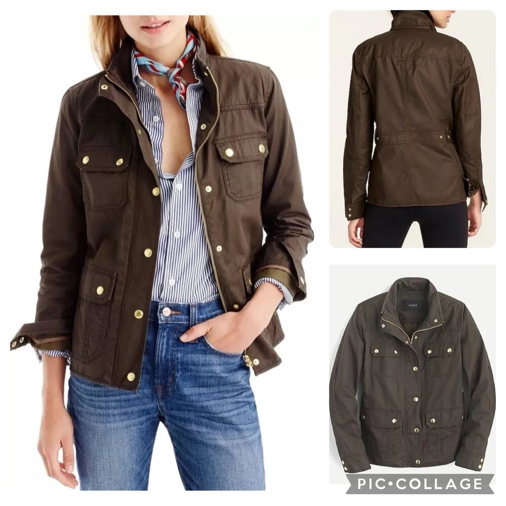 XXS J.Crew Downtown Field Jacket waxed 100% cotton